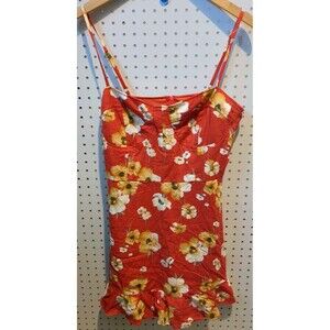 Speechless Dress XL Red Orange Floral Tank Short Straps Spring Summer